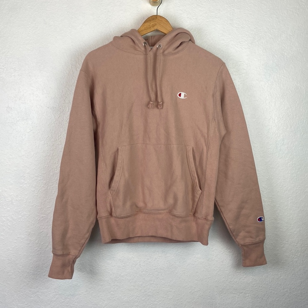 Champion Reverse Weave Hoodie Vintage Logo Dusty pink S - Picture 1 of 5